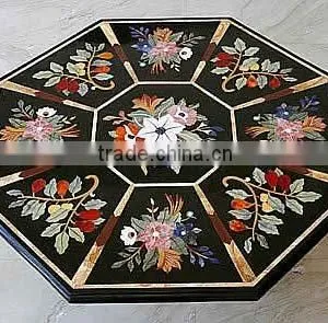 Black Marble Inlay Table Top thumbnail-1
