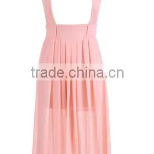 New Fashion Women High Waist Bohemia Style Chiffon Pleated Suspender Dress thumbnail-1