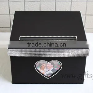 Elegant Black Wedding Money Box in Handmade With Photo Frame Wedding Decorations thumbnail-4
