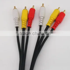 Hot Sale 1.8m Audio Cable 3RCA/M-3RCA/M Six Line Gold Plated AV Cable thumbnail-1
