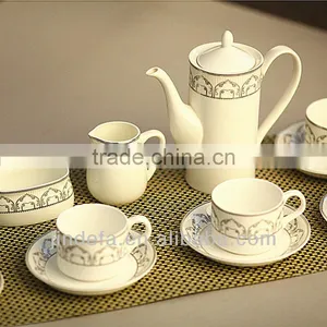 Drinkware 15pcs Porcelain Coffee Set, Coffee Table Set, Gold Porcelain Coffee Set thumbnail-1