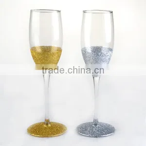 Hot Sale Red Wine Glass With Silver or Gold Deco thumbnail-1