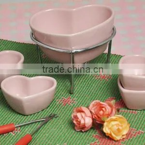 Ceramic Chocolate Fondue Set With Candle and Forks thumbnail-4