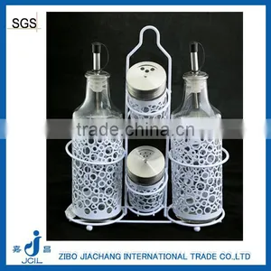 Hollow Out of Skin Glass Oil Bottle White Sleeve Kitchenware Set thumbnail-1