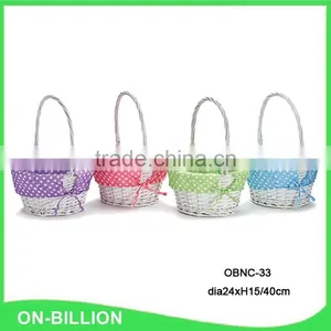 Personalized White Wicker Easter Wicker Basket With Fodable Handle thumbnail-1