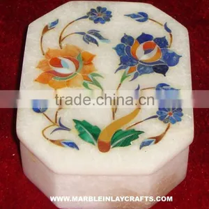 Marble Stone Inlay Jewellery Box, Marble Stone Inlay Jewellery Decorative Boxes thumbnail-1
