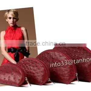 Women's Cosmetic Bag Colorfull Fashion Ostrich Grain Leather Make-up Bag Manufacturer thumbnail-1