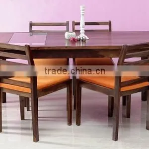 Indian Six Sitter Wooden Dining Table Set With Cushion Chair thumbnail-1
