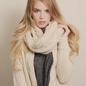 Single Color Women Winter Knitted Infinity Circle Loop Scarf Wholesale thumbnail-1