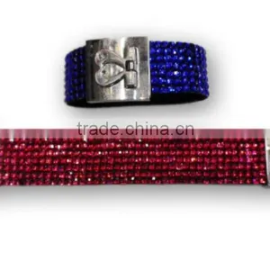 Hot Sale Gift Leather With Crystal Gem Decoration, Bracelet With Zinc Alloy Locking Part, thumbnail-1