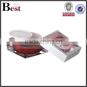 15 30 50g Square Acrylic Crystal Cosmetic Jar Luxury Red Crystal Cosmetic Jar for Face Cream thumbnail-2