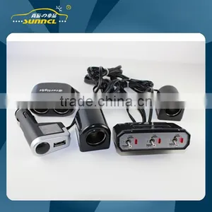 2015 CE Approval 3 Way 1 A USB Car Cigarette Lighter Adapter Socket With Switch for IPhone , Tablet , Samsung thumbnail-1