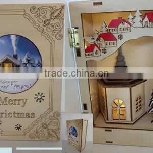 Christmas Laser Wooden Engraving Book LED Box Gift thumbnail-2
