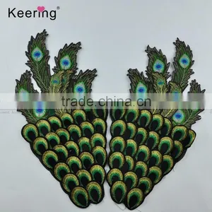Hot Sale Pretty Peacock Feather Embroidery Patch Fabric Craft WEF-019 thumbnail-1