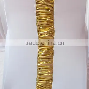 Spandex Chair Cover - Elegance Lycra Chair Cover With Metalic Pleat For Wedding Events thumbnail-3