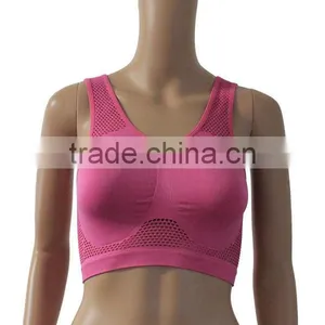 Ladies Plain Color Seamless Sport Bra / Sports Bra With Breathable Mesh Hole thumbnail-1