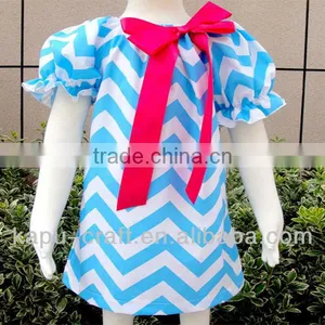 Wholesale Fashion Baby Clothes Chevron Dress/smocked Dress for the Kids thumbnail-1