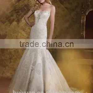 New Fashion Hot Sell Mermaid Lace Strapless Cheap Slim Wedding Dresses thumbnail-3