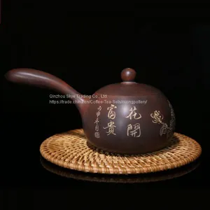 Purple Clay Nixing Pottery Side Handle Teapot Handmade Art Ware thumbnail-2