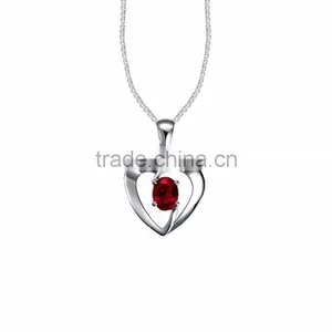 Silver Plated Gemstone Heart Pendant thumbnail-1