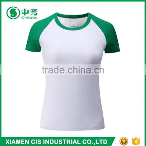 2017 New Design 200gsm Lycra Cotton Short Sleeve White T Shirt for Women thumbnail-3