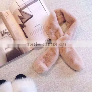 Faux Fur Scarf Winter Women Cape Rabbit Fur Plaid Scarves Women Knitting Female Small Cape Neck Warm Collar thumbnail-3