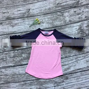 Free Shipping Girls Clothes O-neck Baby Girls Kids Icing Ruffle Raglan Tops Shirts Girls Casual Tops Fall Autumn Top T-shirt thumbnail-2