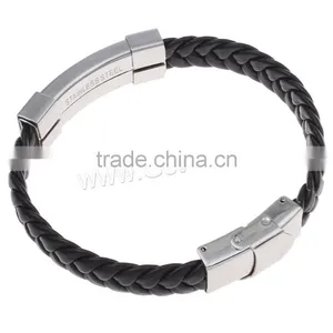 Weaving Leather Charm Bracelet Leather Bracelet Women Letter Pattern PU Cord Leather Men Bracelet thumbnail-2