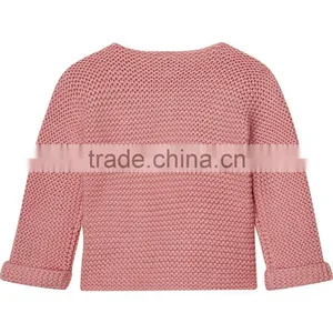 Hot Sale 2017 Custom New Style Kids Sweater Pink Children Knitted Cotton Cardigan Cashmere Sweater for Baby thumbnail-2