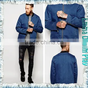 Free Shipping Fashion Blue Denim Jean Mens Zipper Jackets thumbnail-1