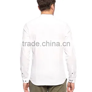 White Skinny Long Sleeve Men Casual Shirt thumbnail-4