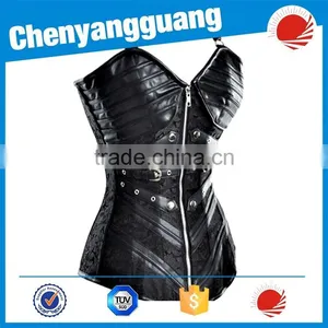 New S,M,L,XL,XXL,XXXL Size Black Faux Leather Corset thumbnail-5