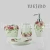 Flower Painting Original Finish Eco - Friendly 4 Piece Polyresin Bathroom Set thumbnail-1