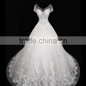 2017 Sexy Shoulder Belt Lace Mermaid Color Wedding Dress Bridal for Bride Scoop Neckline Bridal Dress F10601 thumbnail-3