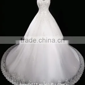 2017 New Style Luxury Beaded Round Neck Long Sleeve Mermaid Lace Wedding Dress BS42 thumbnail-1