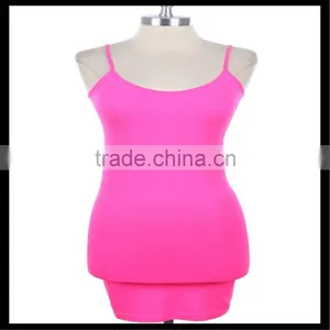 Extra Long Seamless Tunic Dress Slip Camisole Layering Tank Top Pink Color thumbnail-1