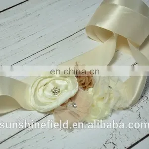 Baby Girl Sash Matching Baby Headband Photography Props Wedding Sash Belt thumbnail-2