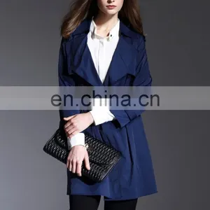 OEM/ODM Fashion Women Trun Down Collare Long Sleeves Formal Wind Coat thumbnail-1