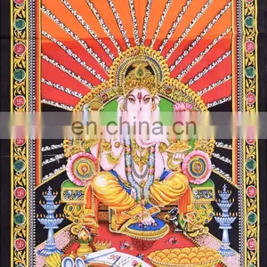 Indian Latest Poster Throw Cotton Wall Decor Lord Ganesha Home Decor Poster Meditation Wall Hanging Tapestry 45X30 Inch thumbnail-2