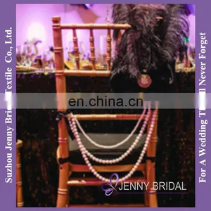 C401A Ostrich Feathers Wedding Decoration With Pearl Chair Wedding Decoration Chair Covers thumbnail-1