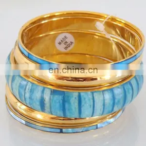 Wholesale Fashion Bangle Set-Indian Costume Cuff Bracelets-Sky Blue Party Wear Cuff Bracelet 2016 thumbnail-2