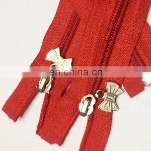 Fashionable Red Nylon Zipper Design With Metal Bow Puller thumbnail-5