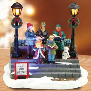 8“ B/O LED Choir Scene Christmas House Souvenir Figurines Souvenir With Cheap Christmas Gift Souvenir thumbnail-1