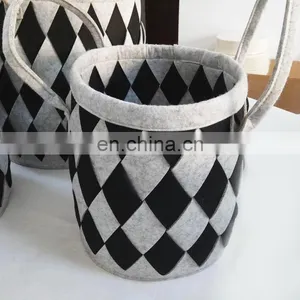 Foldable Knitted Felt Storage Laundry Baskets thumbnail-7