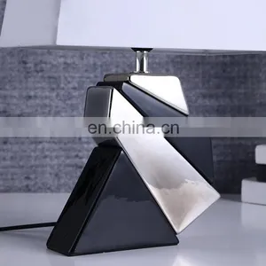 Western Modern Design Geometric Modeling White Ceramic Base Bedside Table Lamps for Home Decor thumbnail-4