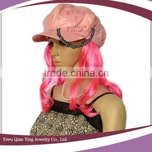 Cheap Nice Pink Adult Party Hat With Hair Attached thumbnail-2