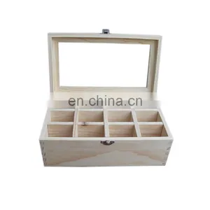 Natural Eco-friendly Simple Useful Style Wood Tea Storage Box Packaging With Clear Lid thumbnail-2