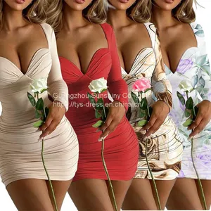 Fashion Lapel Solid Color Zipper High Waist Deep V Long Sleeve Dress thumbnail-1
