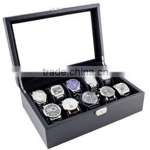 Black Leather Jewelry Box Watch Organizer Storage Case,black Leather Leather Watch Travel Case,watch Storage Case Display Box thumbnail-4