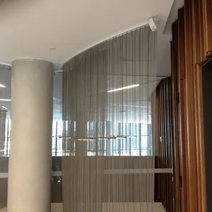 Decorative Flexible Gold Aluminum Coiled Drapery Wire Fabric Hanging Metal Chain Link Mesh Ceiling Curtain for Room Divider thumbnail-4
